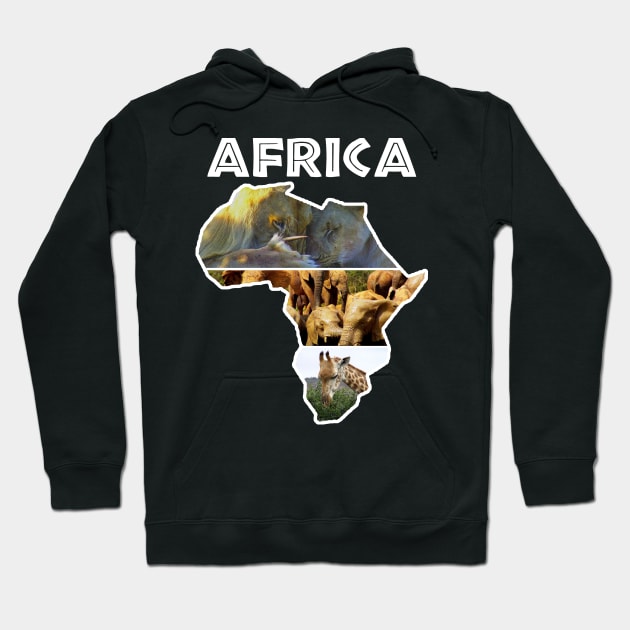 African Wildlife Continent Collage Hoodie by PathblazerStudios